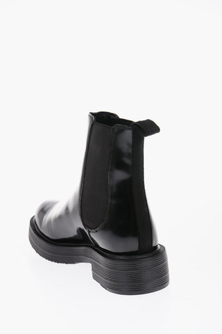 LOVE Patent Leather Chelsea Boots with Printed Logo