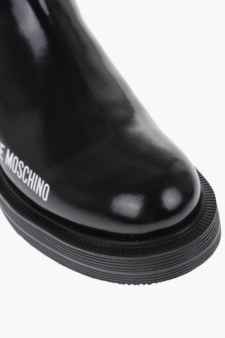 LOVE Patent Leather Chelsea Boots with Printed Logo