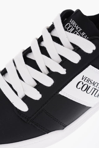 JEANS COUTURE Leather Low-top Sneakers BROOKLYN Two-tone with Embossed Logo