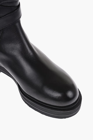 LOVE Leather Ankle Boots with Golden Chain 4cm