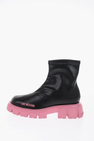 LOVE Faux Leather Ankle Boots with Contrasting Sole 5cm