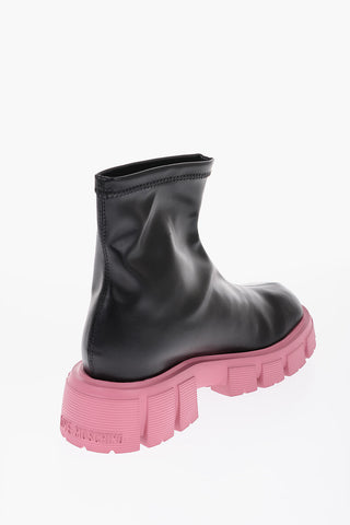 LOVE Faux Leather Ankle Boots with Contrasting Sole 5cm