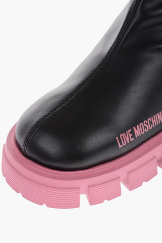 LOVE Faux Leather Ankle Boots with Contrasting Sole 5cm