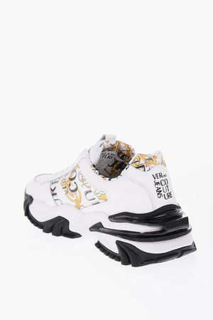 JEANS COUTURE Leather Sneakers with Baroque Detail 6cm