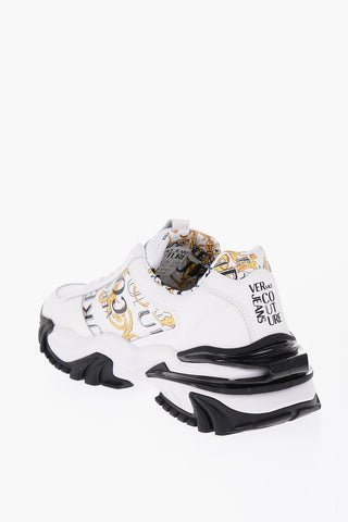 JEANS COUTURE Leather Sneakers with Baroque Detail 6cm