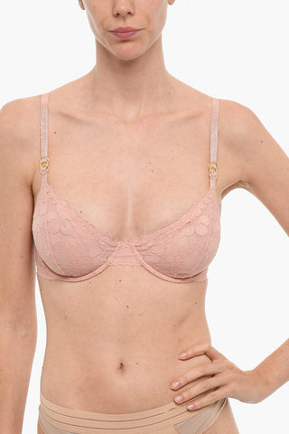 Underwire Lace Bra with Gold-Tone Metal Applications