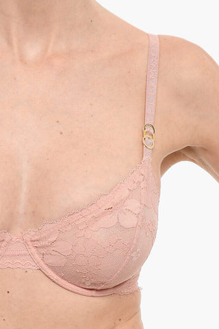 Underwire Lace Bra with Gold-Tone Metal Applications