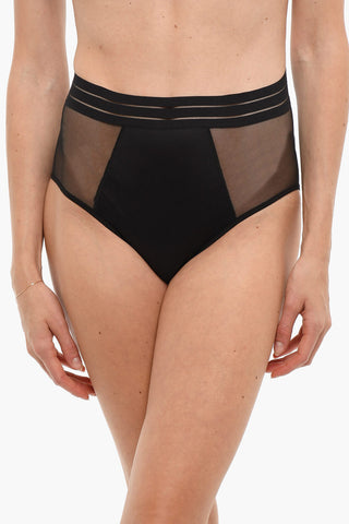 High-Waisted Briefs with See-Through Inserts
