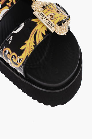 JEANS COUTURE Baroque Motif ARIZONA Sandals with Double Golden Buckle 4,5cm