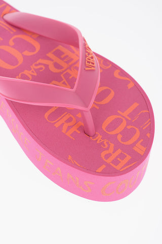 JEANS COUTURE Infradito con Logo Ripetuto e Platform 3,5cm