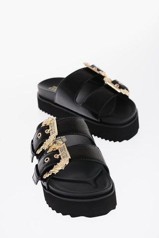 JEANS COUTURE Faux Leather ARIZONA Sandals with Golden Buckles 4.5cm