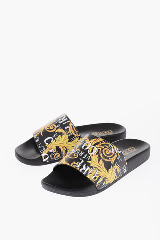 JEANS COUTURE Baroque and Logo Printed Sliders