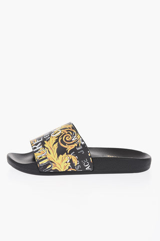 JEANS COUTURE Baroque and Logo Printed Sliders
