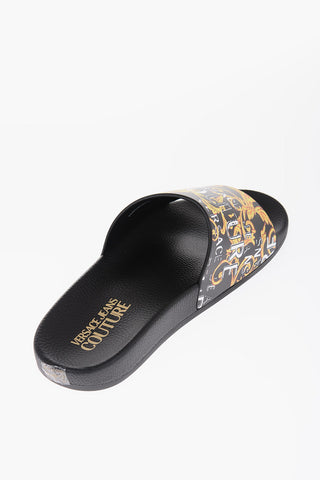 JEANS COUTURE Baroque and Logo Printed Sliders