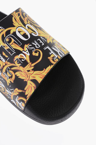 JEANS COUTURE Baroque and Logo Printed Sliders