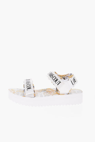 JEANS COUTURE Baroque Motif MIAMI Sandals with Logoed Touch Closure
