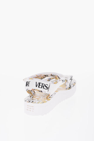 JEANS COUTURE Baroque Motif MIAMI Sandals with Logoed Touch Closure