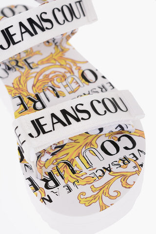 JEANS COUTURE Baroque Motif MIAMI Sandals with Logoed Touch Closure