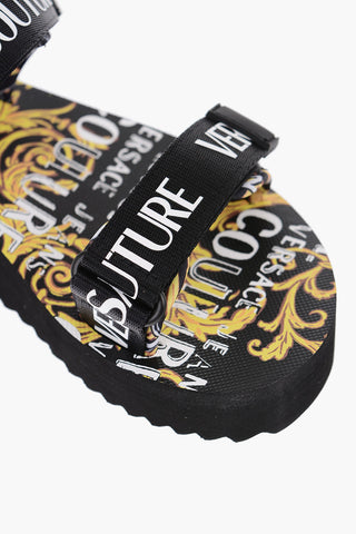 JEANS COUTURE Baroque Printed MIAMI Sandals with Touch Strap Closure