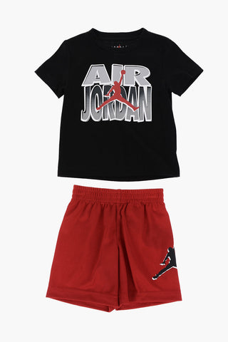 AIR JORDAN Mesh Shorts and Printed Crew-Neck T-shirt Set