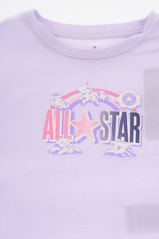 ALL STAR CHUCK TAYLOR Set T-Shirt Girocollo con Logo in Rilievo e Shorts Effetto Tie-Dye