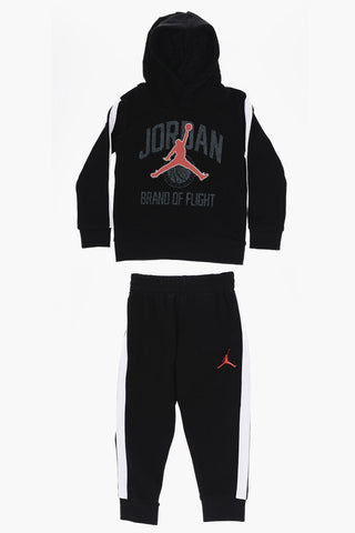 AIR JORDAN Solid Color Hoodie and Joggers Set with Contrasting Side Band