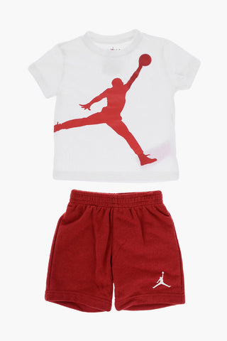 Cotton Blend T-Shirt and Shorts Set with Printed Logo