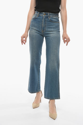 Cropped  Flared STEVIE Denims with High Waist and Logo Patch 23cm