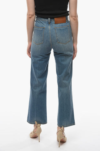 Cropped  Flared STEVIE Denims with High Waist and Logo Patch 23cm