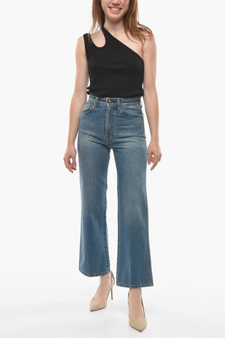 Cropped  Flared STEVIE Denims with High Waist and Logo Patch 23cm