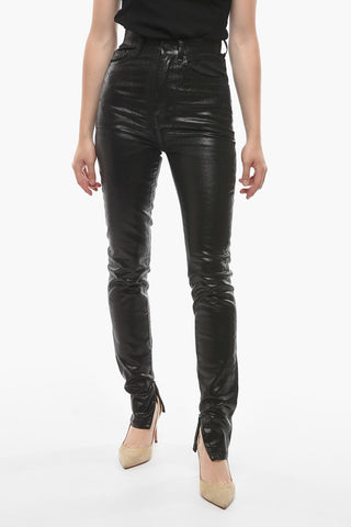 5 Pocket Skinny Fit Coated Cotton Denims 12cm