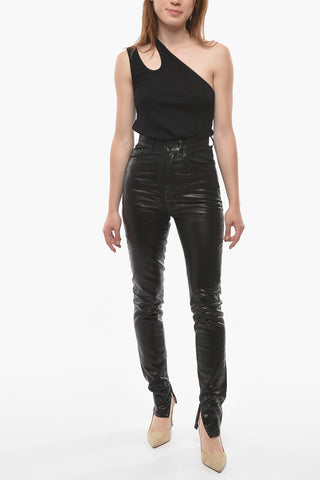 5 Pocket Skinny Fit Coated Cotton Denims 12cm