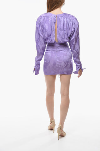 Silk Mini Dress with Padded Strap and Pinched On the Front