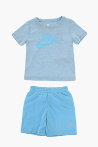 Set T-Shirt Girocollo e Shorts con Logo Stampato