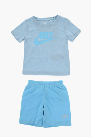 Rundhals-T-Shirt- und Shorts-Set mit Logodruck