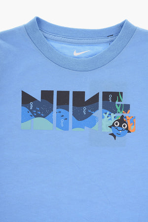 Set aus Rundhals-T-Shirt und Shorts mit Print und kontrastfarbigen Bändern