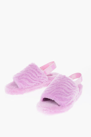 Wool FLUFF Slippers with Logoed Elastic Band