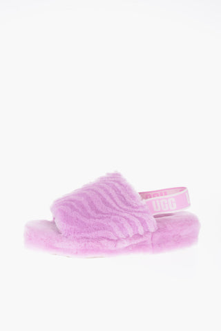 Wool FLUFF Slippers with Logoed Elastic Band