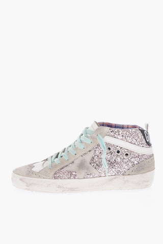 Vintage Effect Suede MID STAR CLASSIC Sneakers with Glitter