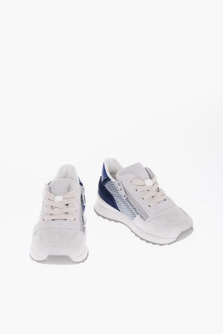 Fabric and Suede Low Top Sneakers with Side Zip