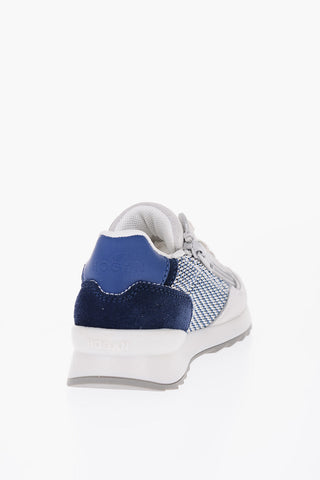 Fabric and Suede Low Top Sneakers with Side Zip