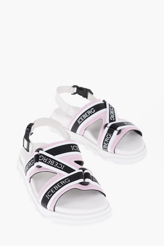 Leather FONDO Sandals with Elastic Strap Logoed