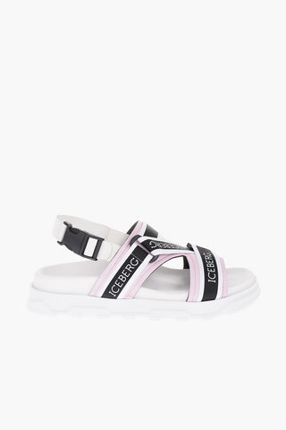 Leather FONDO Sandals with Elastic Strap Logoed