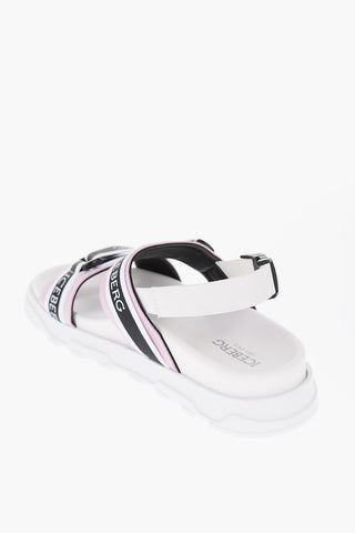 Leather FONDO Sandals with Elastic Strap Logoed