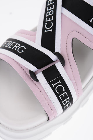 Leather FONDO Sandals with Elastic Strap Logoed