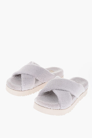 Textured Terry FUZZ SUGAR Sandals with Crossed Straps