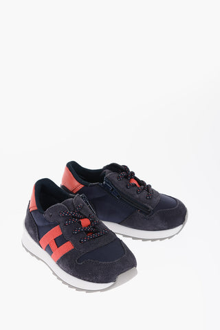 Two-Tone Suede Sneakers with Rip Stop Check Details