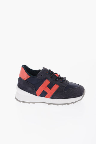 Two-Tone Suede Sneakers with Rip Stop Check Details