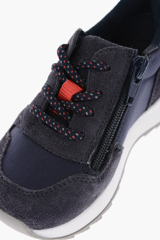 Two-Tone Suede Sneakers with Rip Stop Check Details