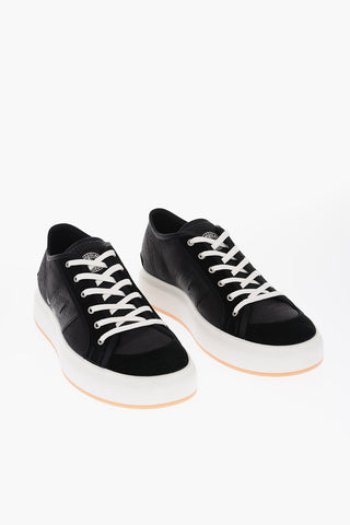 Fabric and Suede Low Top Sneakers with Contrasting Details